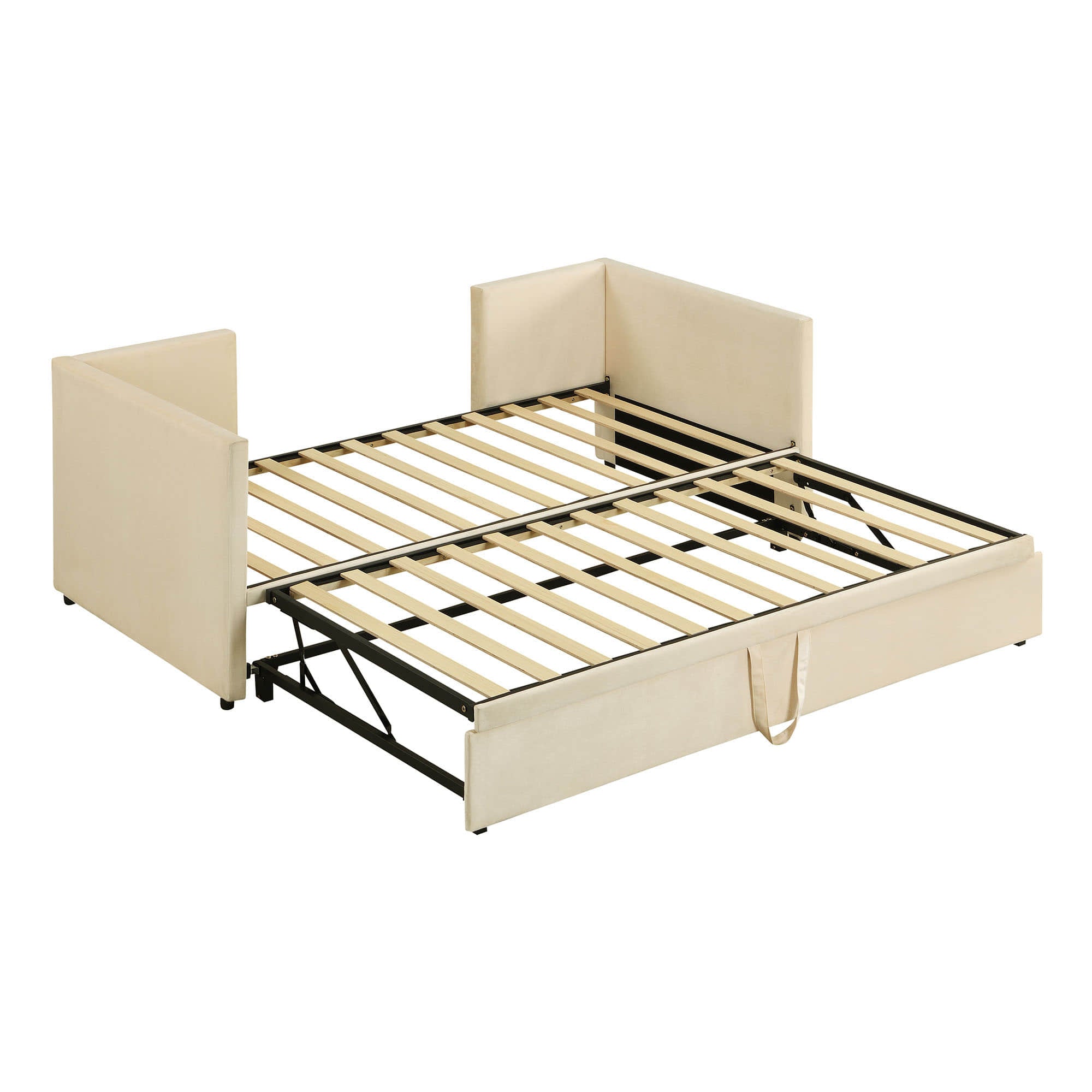 Twin Size Upholstered Daybed with Adjustable Pop Up Trundle