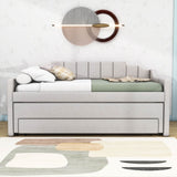 Twin Upholstered Daybed with Trundle and Storage - [Drawers, Linen]