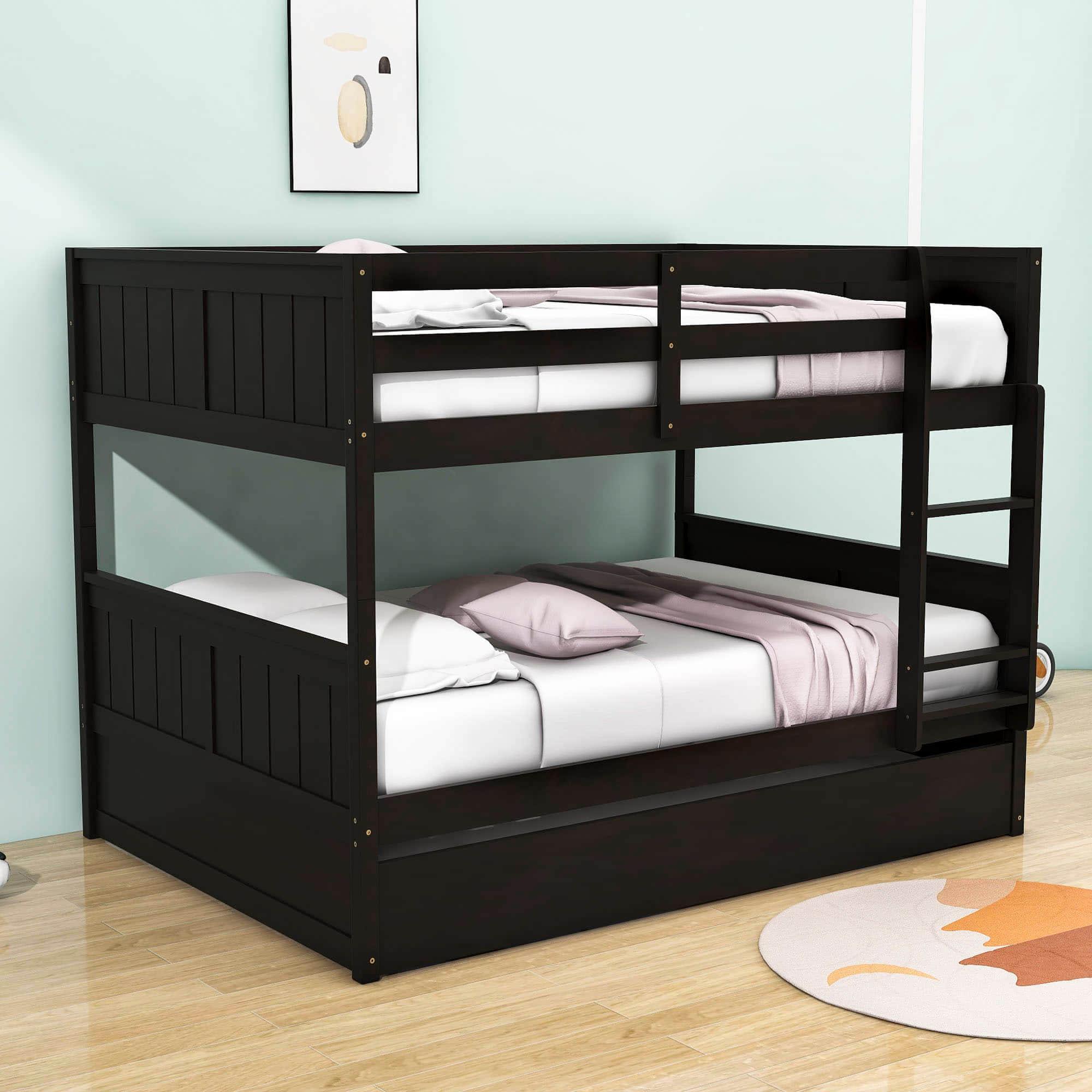 Wooden Full Over Full Standard Bunk Beds with Trundle - [Detachable]