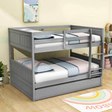 Wooden Full Over Full Standard Bunk Beds with Trundle - [Detachable]