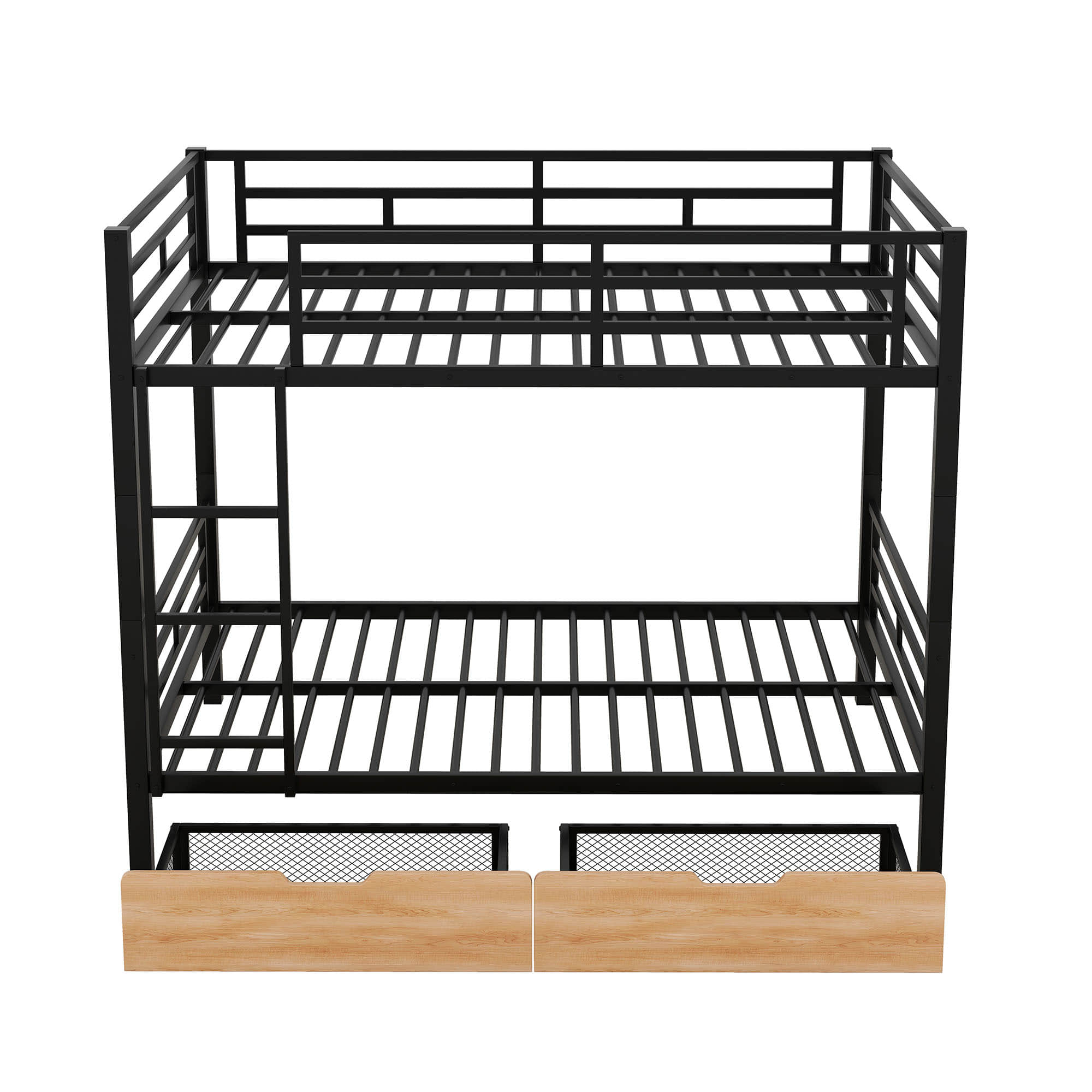 Convertible Full Over Full Bunk Beds with Storage Drawers for Kids - Metal