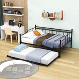 Metal Full Size Daybed with Foldable Pop-Up Trundle