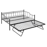 Metal Full Size Daybed with Foldable Pop-Up Trundle