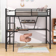 Metal Twin Loft Bed with Desk and Storage Shelf for Gamer, Adults