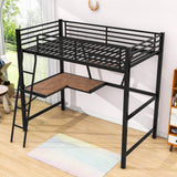 Metal Twin Loft Bed with Desk and Storage Shelf for Gamer, Adults