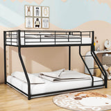 Twin XL Over Queen Metal Floor Loft Bunk Beds for Adults, Kids