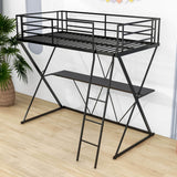 Metal Twin Loft Bed with Desk Underneath for Adults, Teens