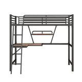 Metal Twin Loft Bed with Desk and Storage Shelf for Gamer, Adults