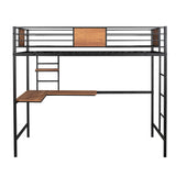 Metal Twin High Loft Bed with Desk and Shelve for Adults Teenagers