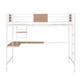 Metal Twin High Loft Bed with Desk and Shelve for Adults Teenagers