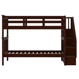 Twin Over Twin Bunk Beds with Stairs and Storage for Kids - [Wood, Convertible]