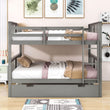 Convertible Full Over Full Bunk Beds with Trundle for Kids Adults - [Wooden]