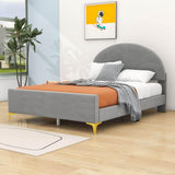 Velvet Upholstered Full Size Platform Bed Frame with Headboard