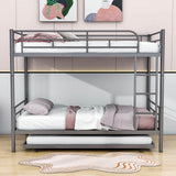 Twin Over Twin Classic Metal Bunk Bed with Trundle - [Detachable, Ladder]