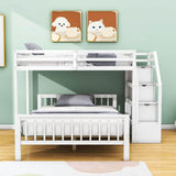 Twin Over Full Loft Bunk Beds with Stairs and Storage for Kids, Adults - [Detachable]