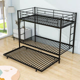 Heavy-Duty Metal Twin Over Twin Bunk Beds with Twin Trundle