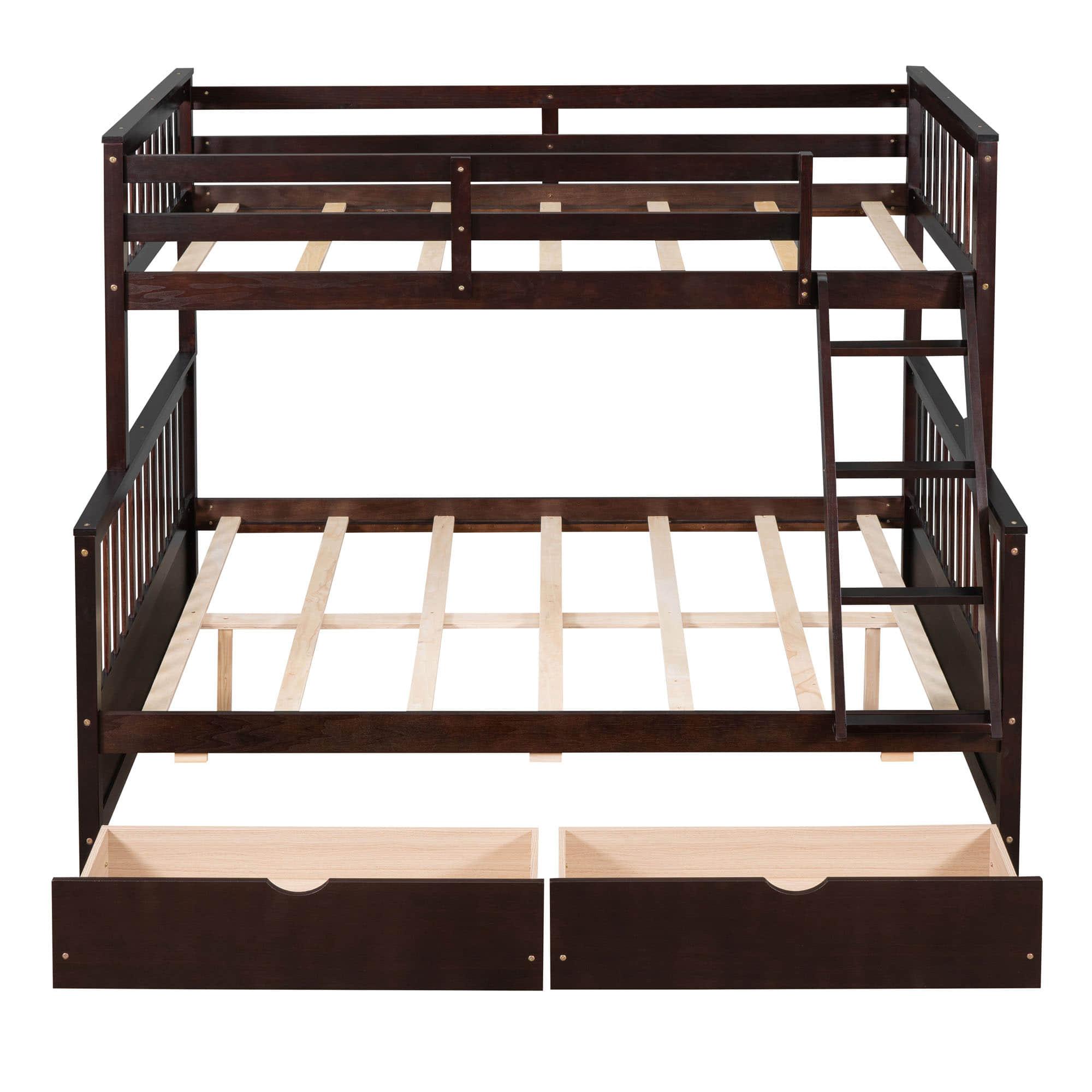 Twin over Full Convertible Bunk Bed for Kids, Adults with Storage - [Drawers]