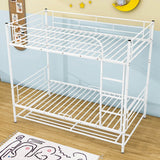 Metal Twin Over Twin Convertible Bunk Beds for Adults Kids with Storage