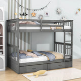 Wooden Twin Over Twin Bunk Beds with Storage Drawers - [Convertible]