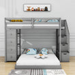 L-Shaped Twin Over Full Floor Bunk Beds for Toddlers, Kids with Stairs