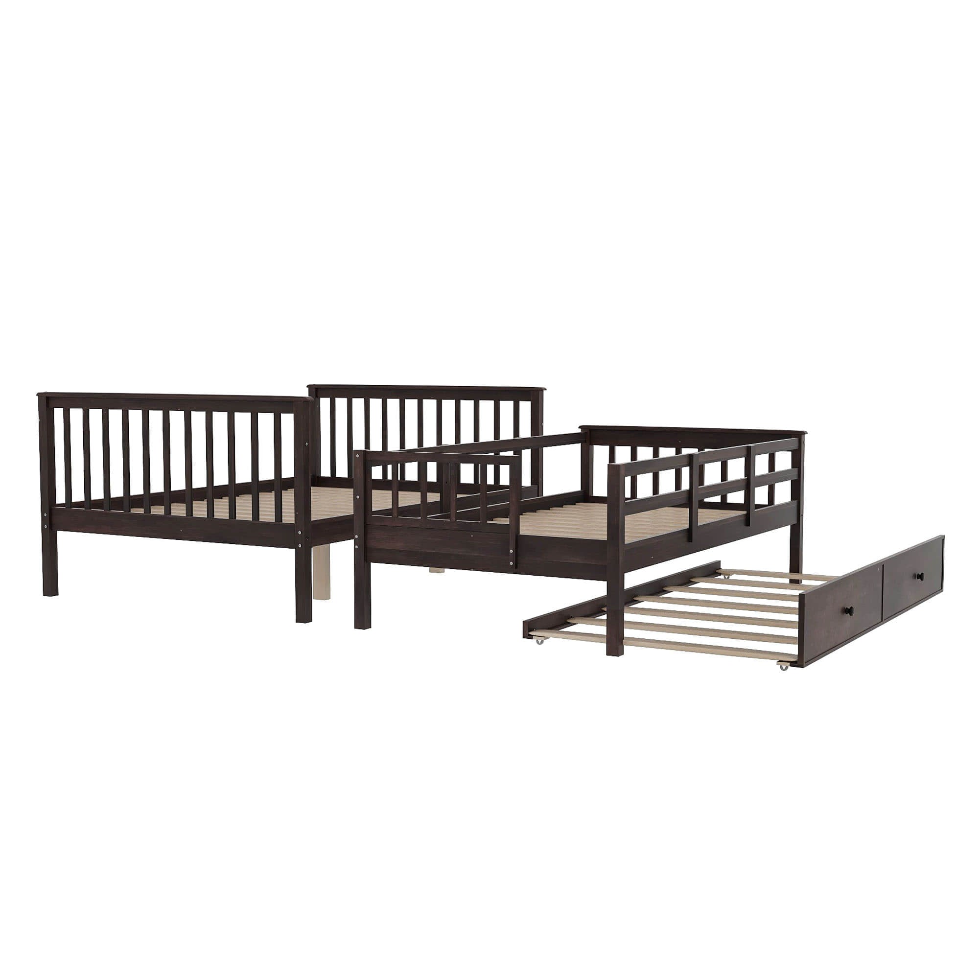 Twin Over Full Bunk Beds for Kids, Adults with Trundle and Storage