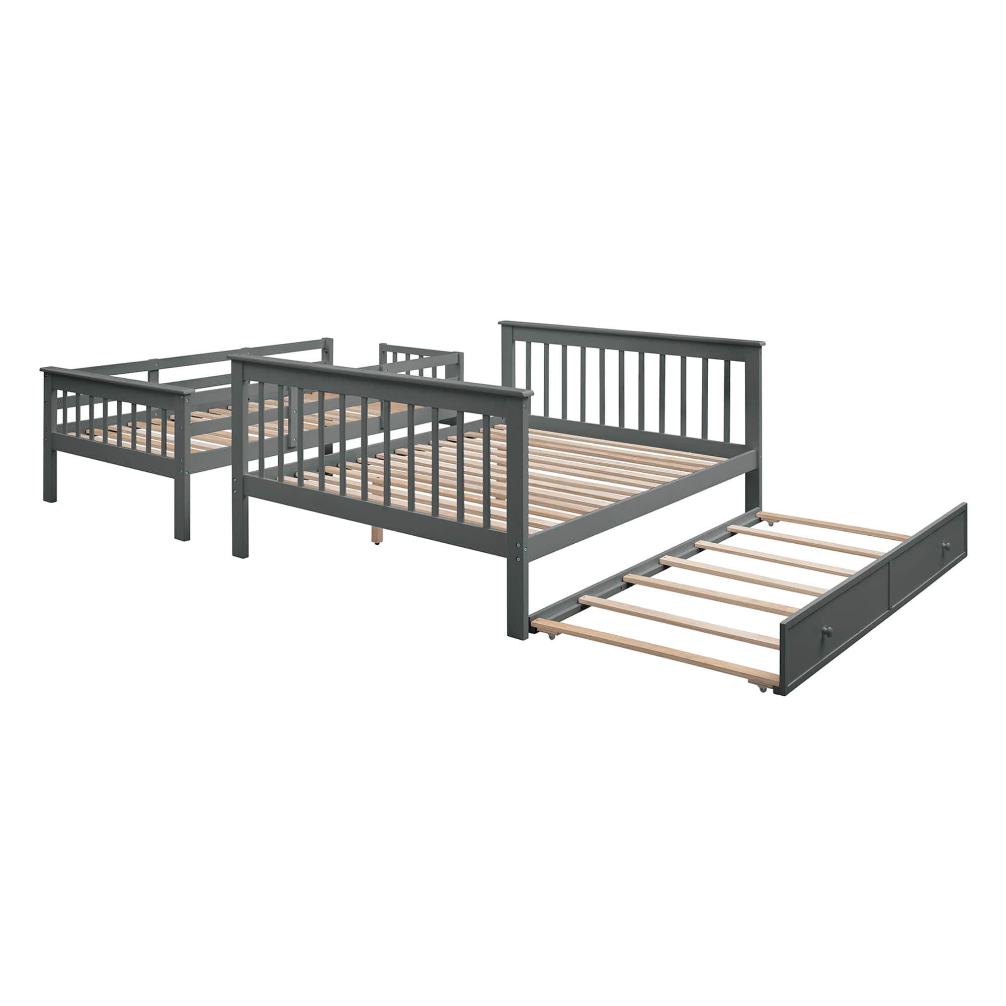 Twin Over Full Bunk Beds for Kids, Adults with Trundle and Storage