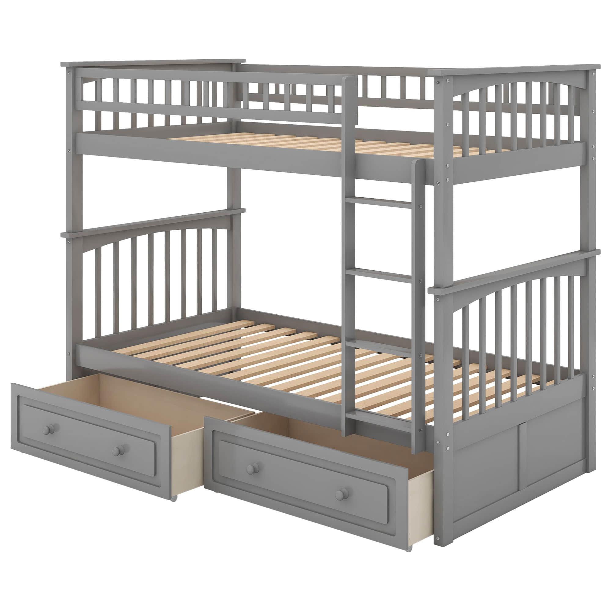 Convertible Twin Over Twin Bunk Beds with Storage Drawers - [Wooden]