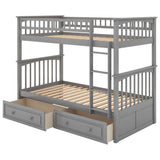 Convertible Twin Over Twin Bunk Beds with Storage Drawers - [Wooden]