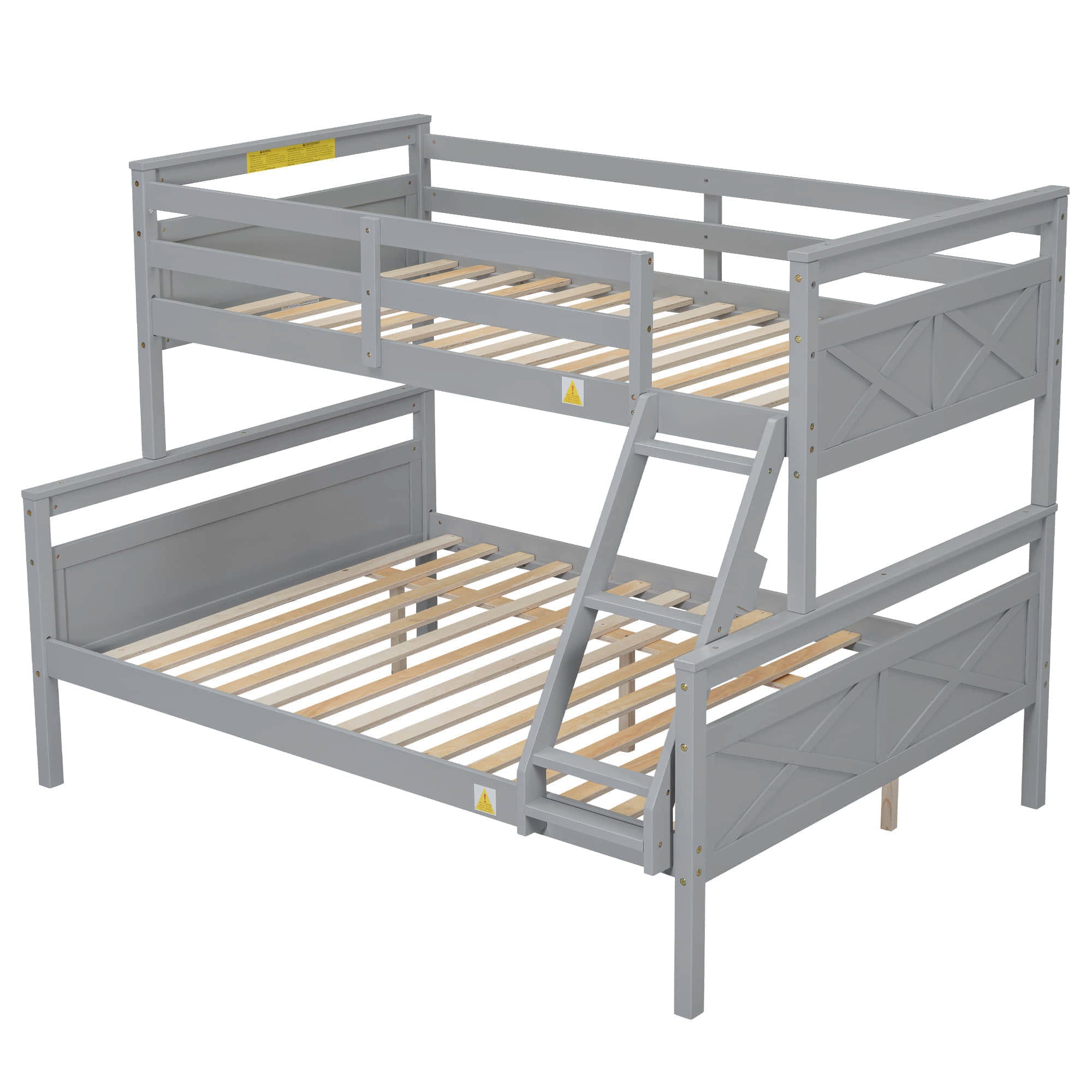 Wooden Twin Over Full Convertible Bunk Bed for Kids, Adults