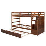 Low Twin Over Twin Bunk Beds for Kids with Storage Stairs and Trundle