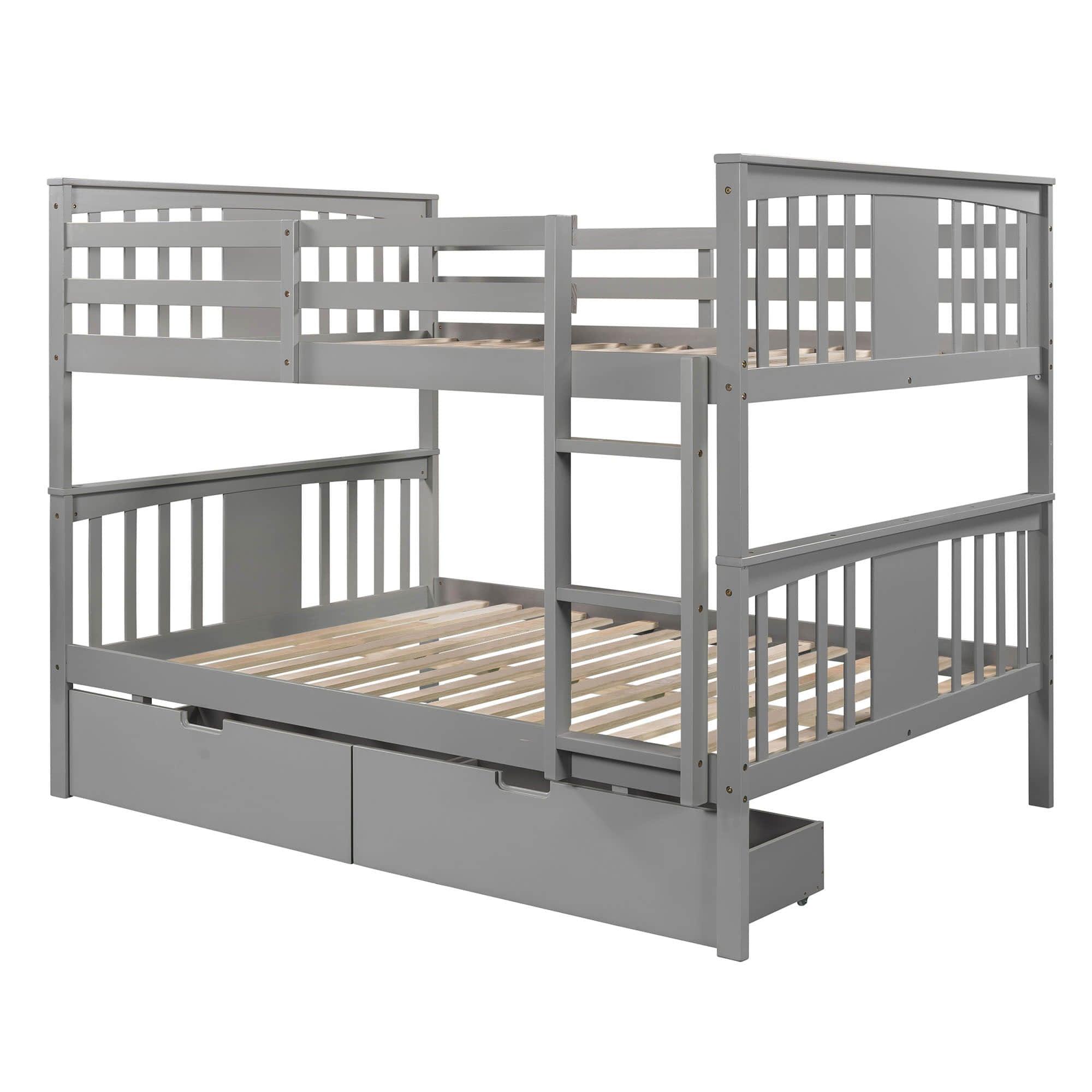 Full Over Full Bunk Beds with Storage Drawers for Kids - [Wooden, Convertible]