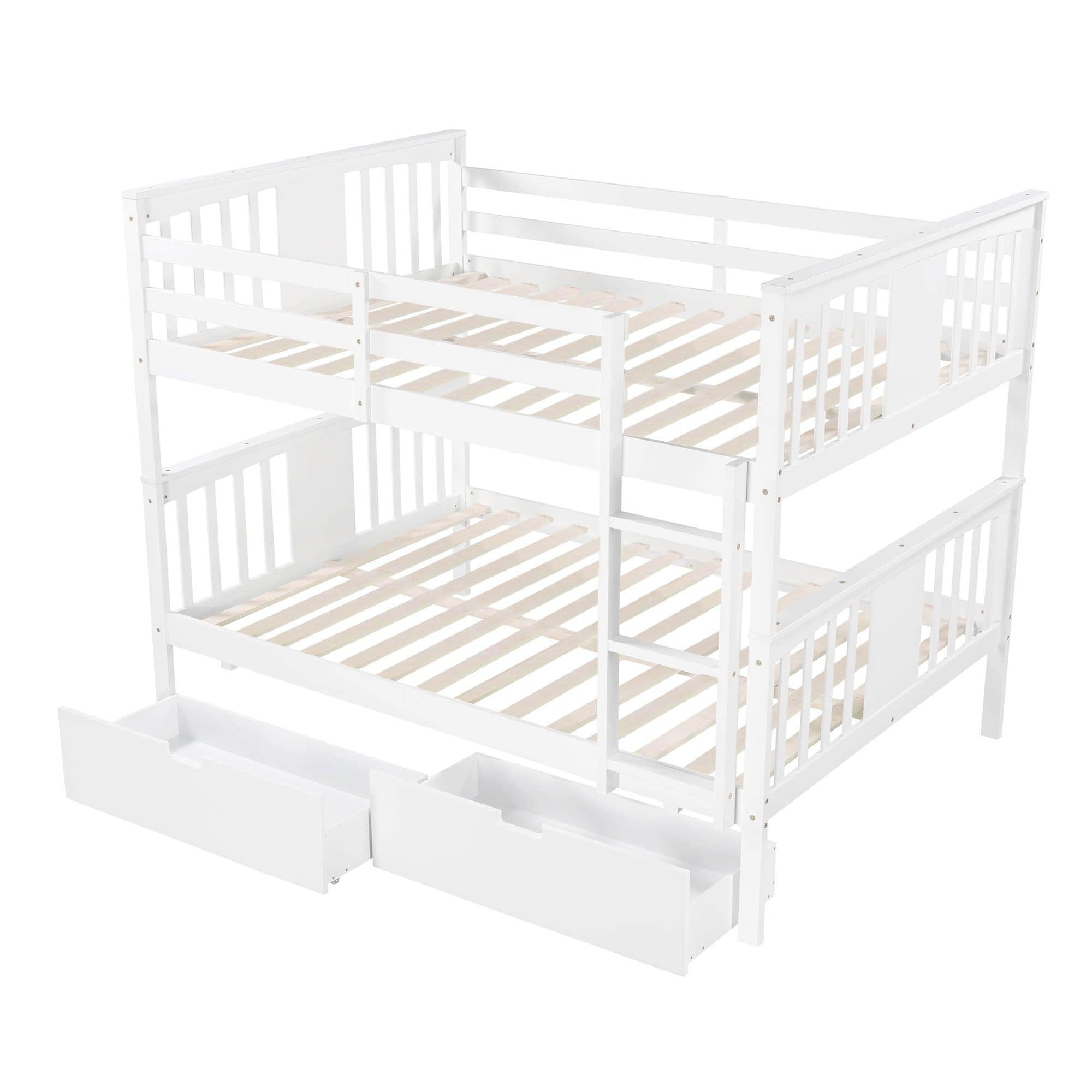 Full Over Full Bunk Beds with Storage Drawers for Kids - [Wooden, Convertible]