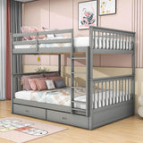 Full Over Full Bunk Beds with Storage for Kids, Adults - [Wooden, Convertible]