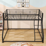 Twin XL Over Queen Metal Floor Loft Bunk Beds for Adults, Kids