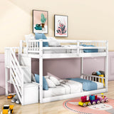 Low Twin Over Twin Toddler Bunk Beds with Stairs - [Floor]