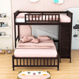 Wooden L-Shaped Twin Over Full Adult Bunk Beds with Storage - [Drawers]