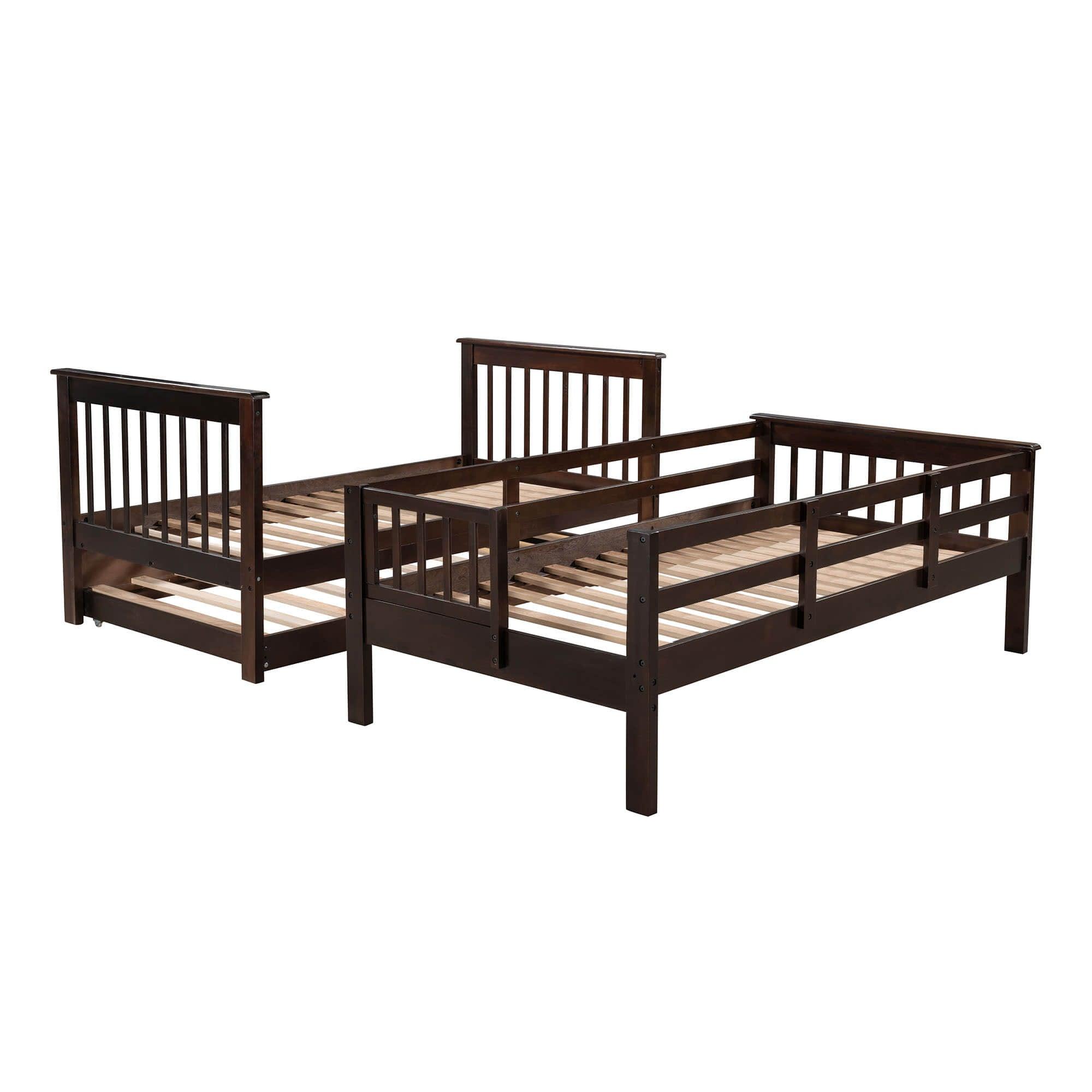 Twin Over Twin Bunk Beds with Stairs and Trundle, Storage - [Convertible, Shelves]