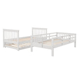 Twin Over Twin Bunk Beds with Stairs and Trundle, Storage - [Convertible, Shelves]