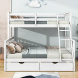 Twin over Full Convertible Bunk Bed for Kids, Adults with Storage - [Drawers]