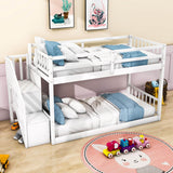 Low Twin Over Twin Toddler Bunk Beds with Stairs - [Floor]