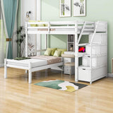 Twin Over Twin Bunk Beds with Desk and Storage Stairs - [Drawers, Shelves, L-Shaped]