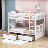 Full Over Full Bunk Beds with Storage Drawers for Kids - [Wood, Convertible, Small Room]