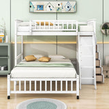 Wooden L-Shaped Twin Over Full Adult Bunk Beds with Storage - [Drawers]