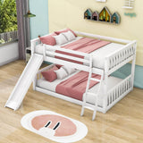 Wood Full over Full Low Bunk Bed with Slide and Ladder - [Convertible, Classic]