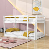 Twin Over Twin Small Loft Bunk Beds for Toddler with Ladder - [Wooden]