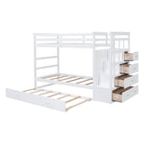 Twin Over Twin Bunk Beds with Stairs, Storage and Trundle - [Wooden, Drawers]