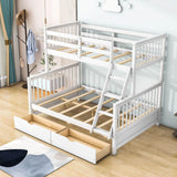 Twin over Full Convertible Bunk Bed for Kids, Adults with Storage - [Drawers]