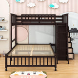 Wooden L-Shaped Twin Over Full Adult Bunk Beds with Storage - [Drawers]