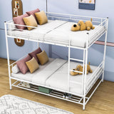 Metal Full Over Full Convertible Bunk Beds for Adults with Storage Shelves