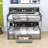 Twin Over Twin Bunk Beds with Storage Drawers and Shelves for Kids Adults - [Wooden]